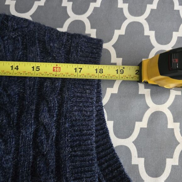 Spier & Mackay Sweater Vest Mens 2XL Navy Blue Wool Cable Knit Button V Neck - Picture 10 of 12
